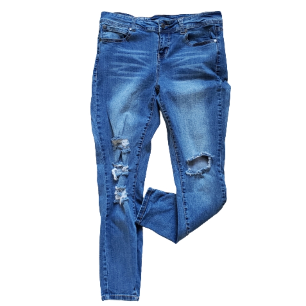 Lovesick Distressed Cropped Blue Jeans Jeggings Size 12